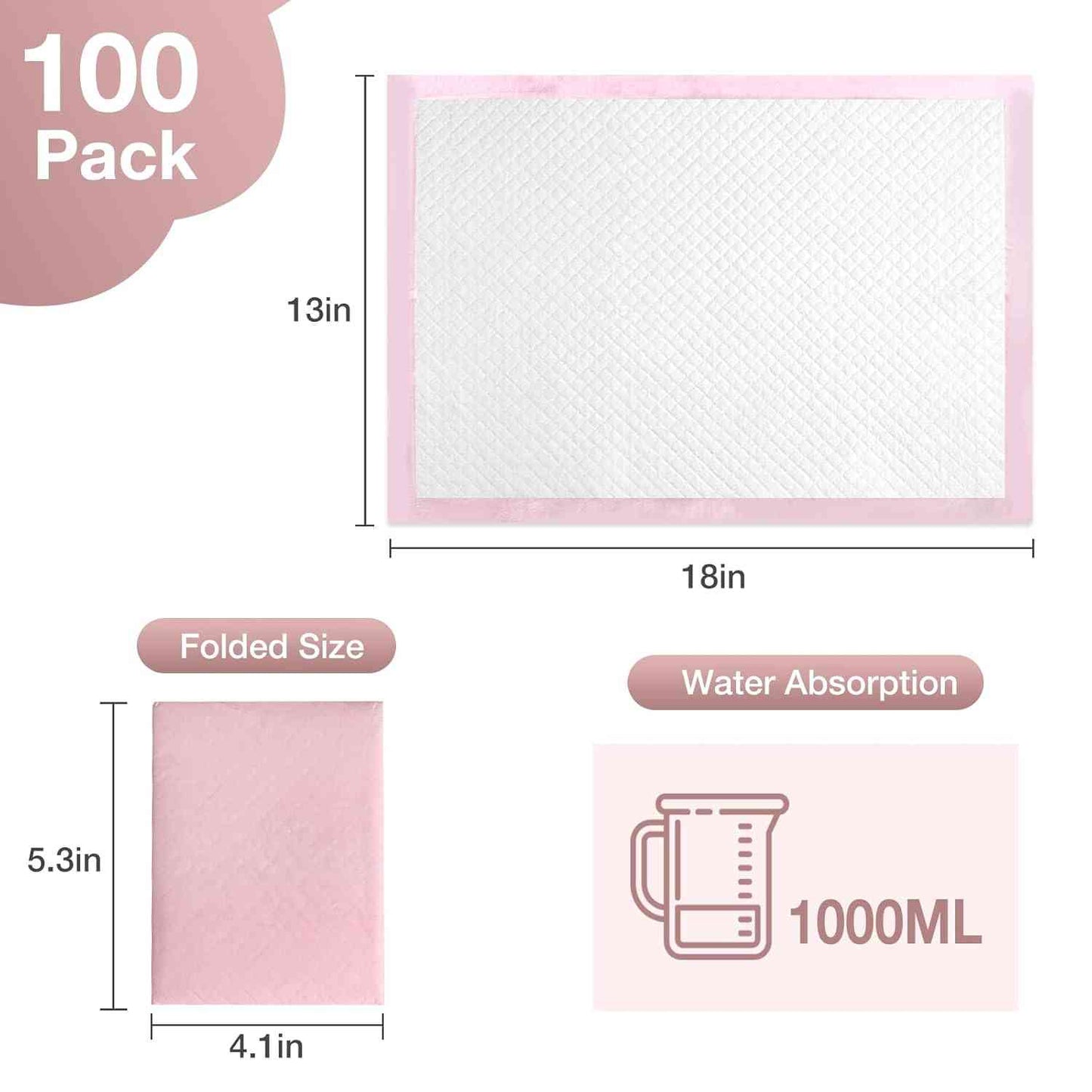 Baby Changing Pad Liners Disposable 13x18 Waterproof Soft 100 Count