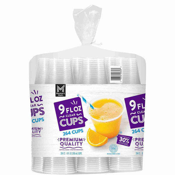 Member's Mark Clear Plastic Cups 9 oz., 264 cups