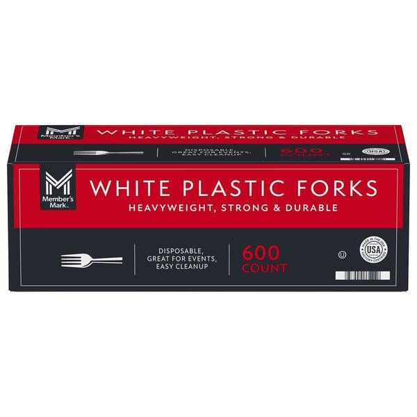 Member's Mark Heavyweight  White Plastic Forks, 600 box