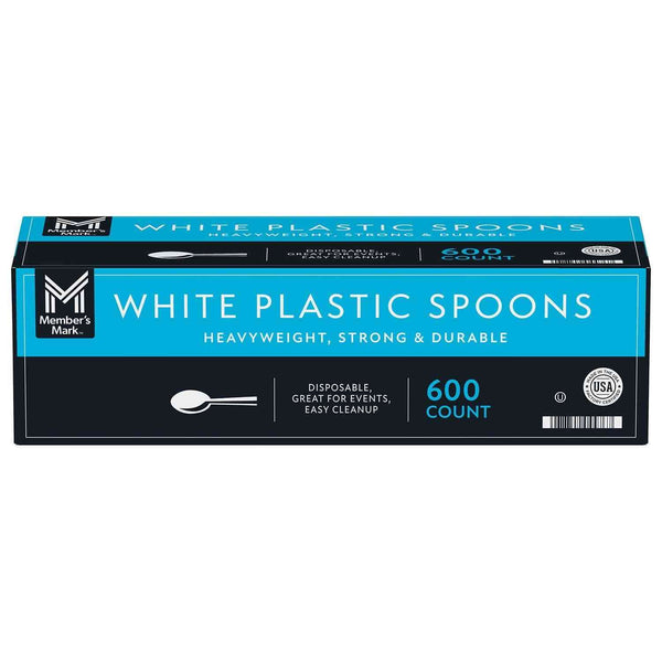 Member's Mark Heavyweight White Plastic Spoons, 600 ct. box